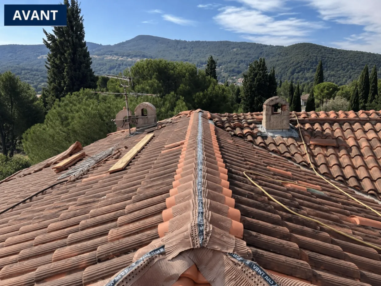 Travaux de couverture — avant