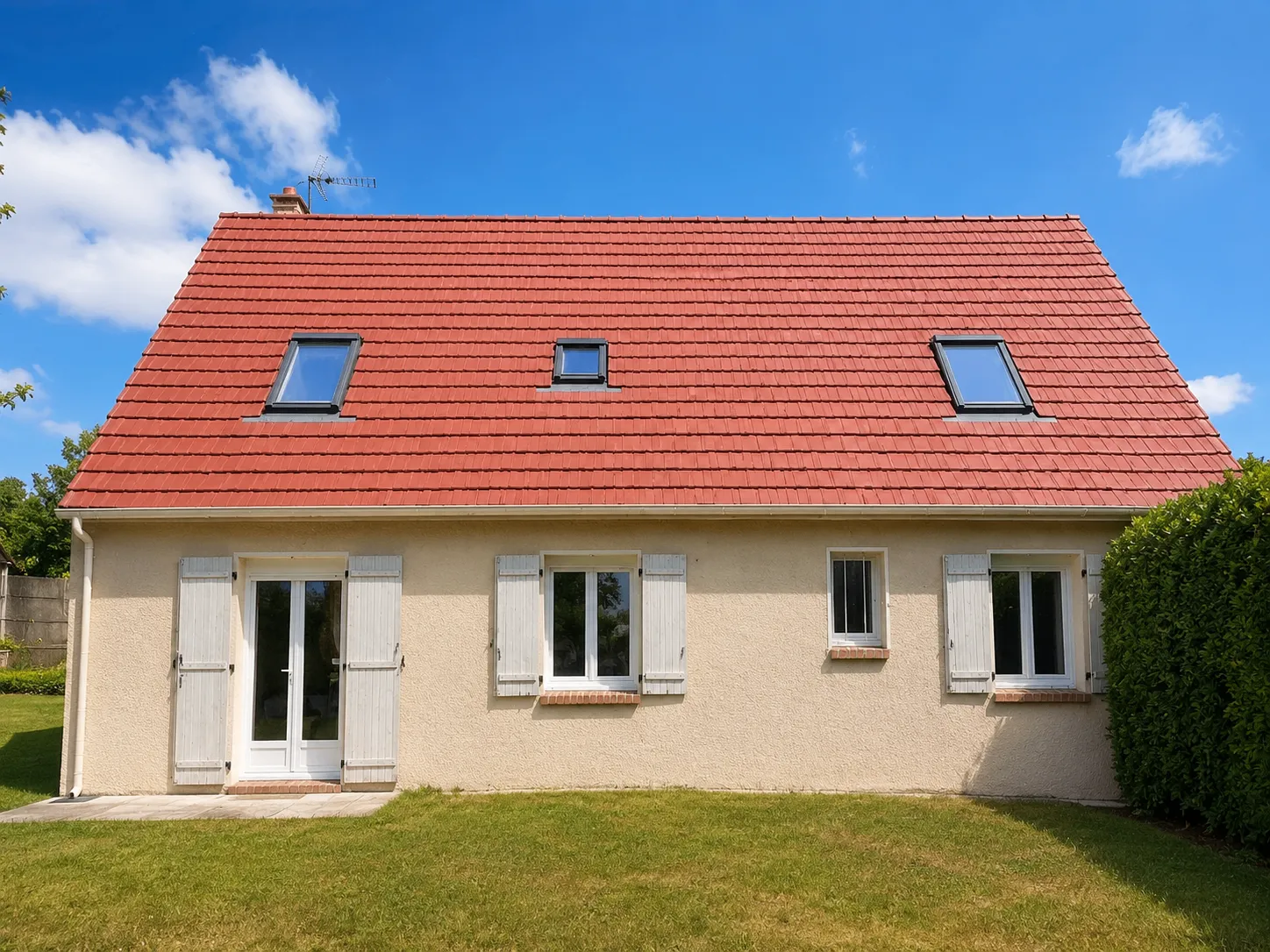 Maison avant après peinture sur tuile avec finition uniforme et durable — après