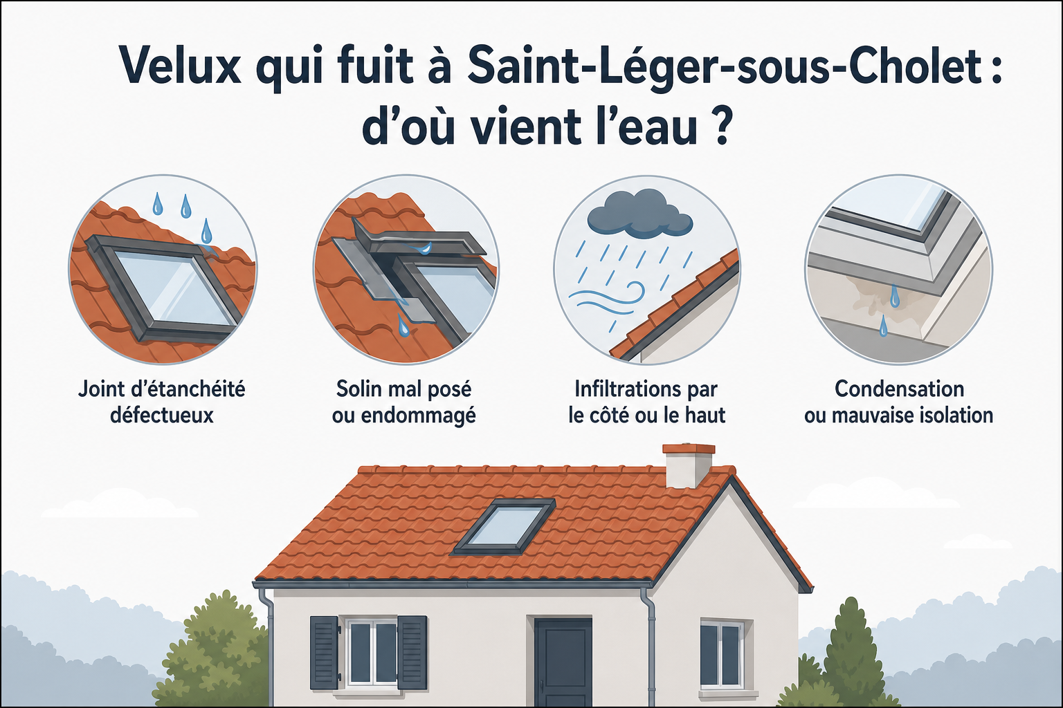 Infographie : Velux qui fuit à Saint-Léger-sous-Cholet : d'où vient l'eau ?